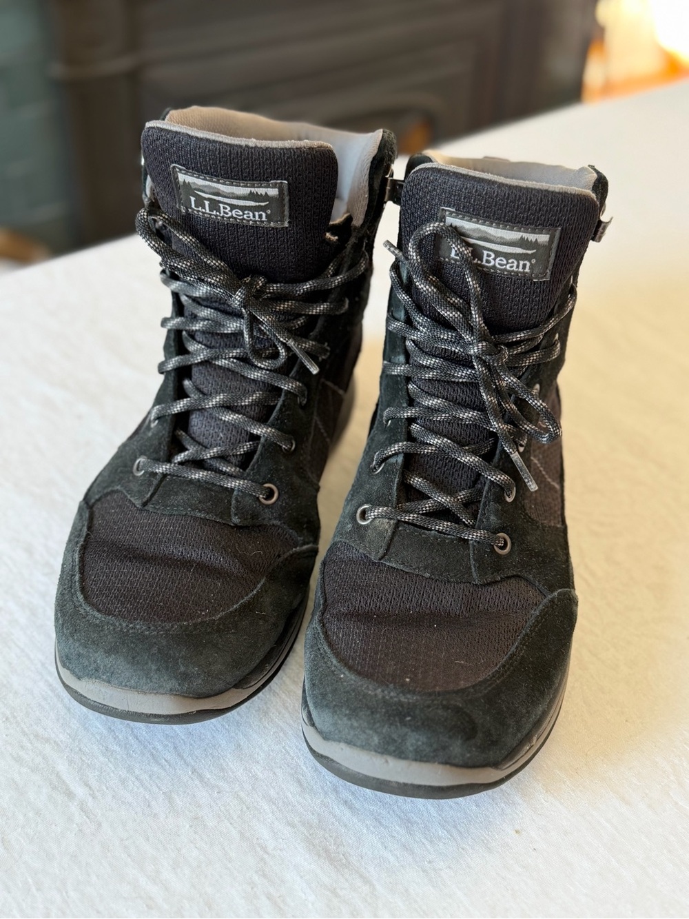 Men’s LL Bean Tek 2.5 Waterproof Black mesh/ Suede Lace Up Hiking Boots Size 9.5